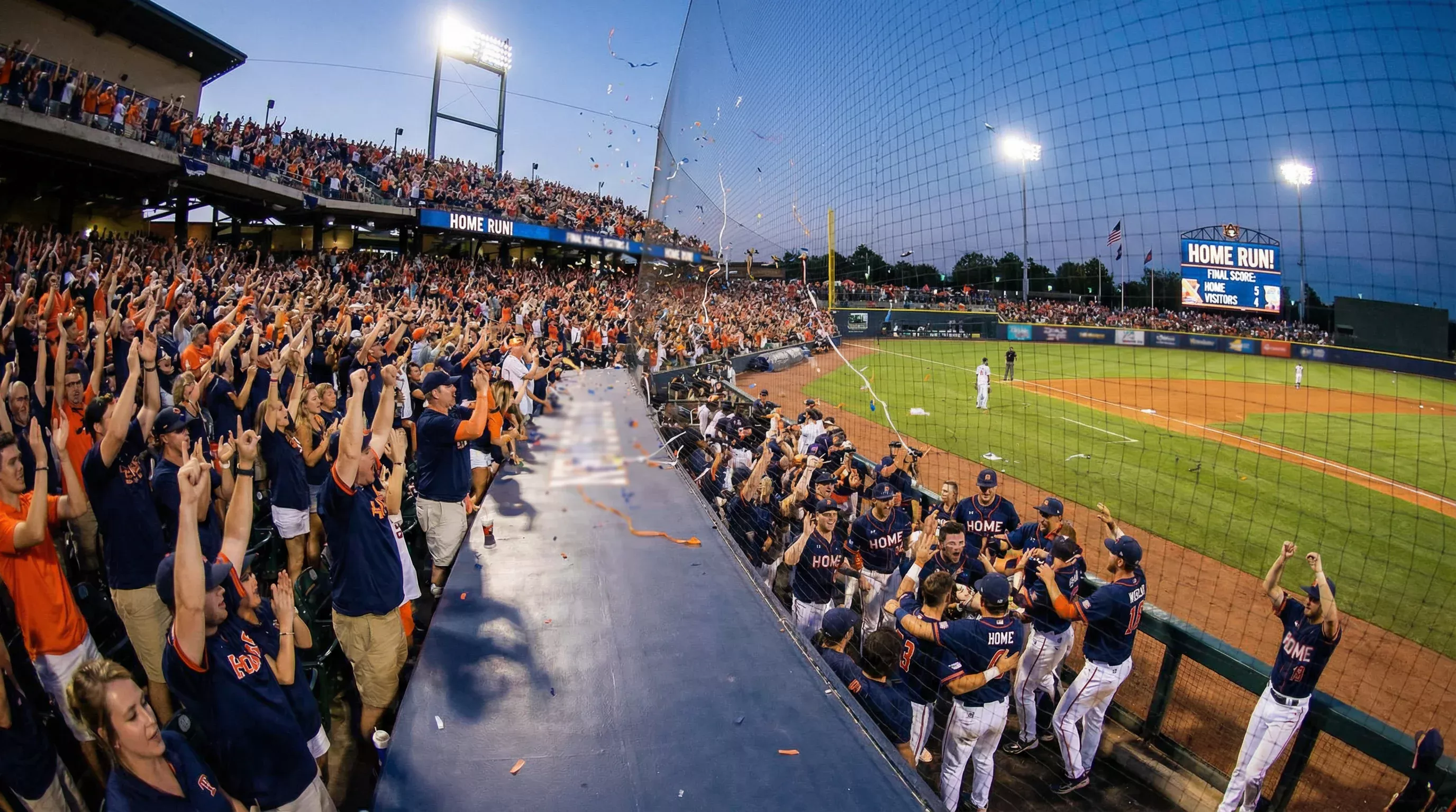 Foule de supporters encourageant l'équipe locale dans un stade de baseball