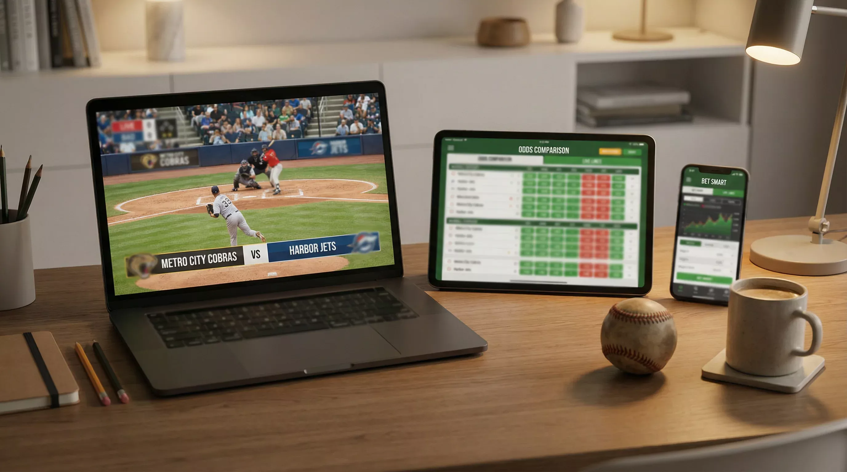 Écrans de paris sportifs affichant des cotes de matchs de baseball MLB