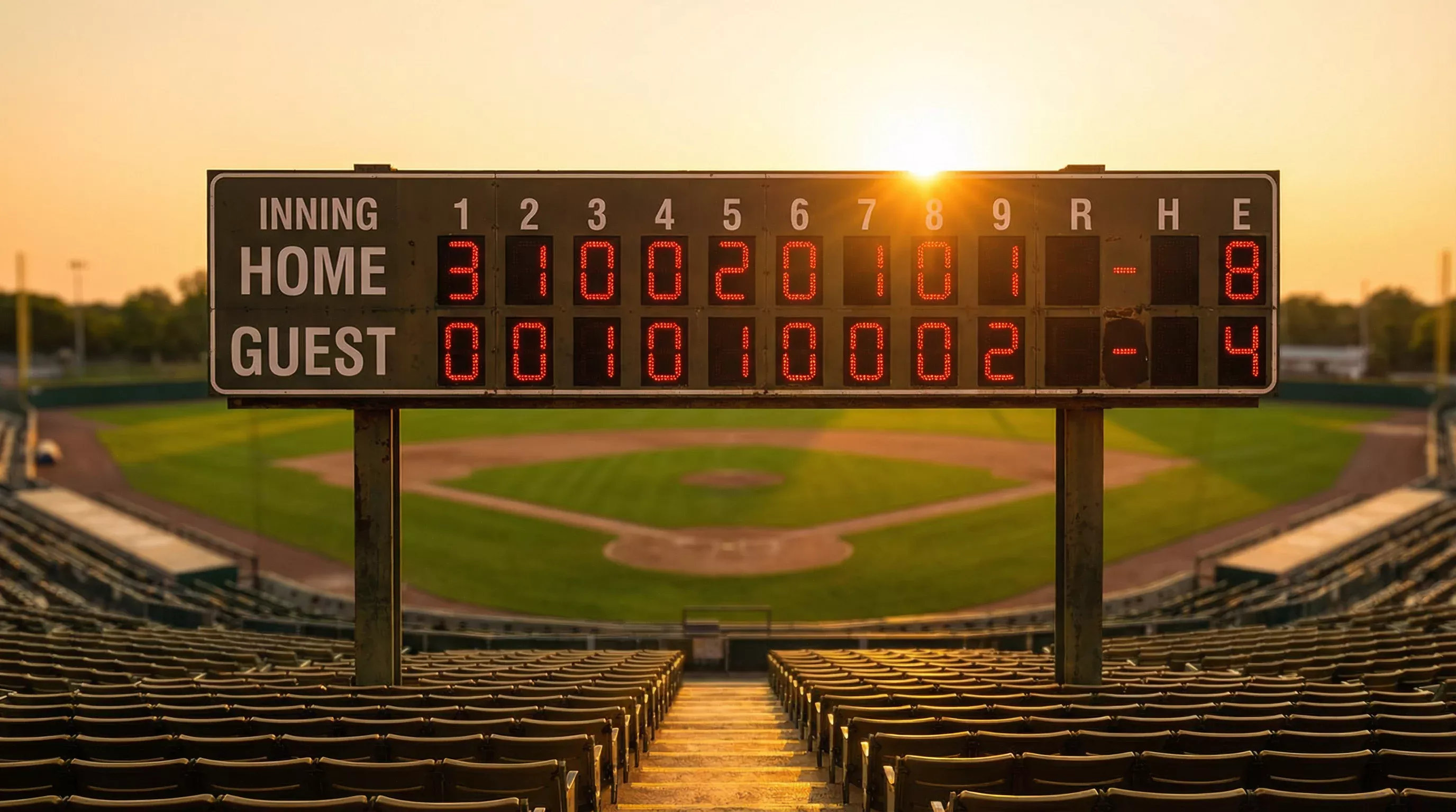 Tableau de score d'un match de baseball avec total de runs