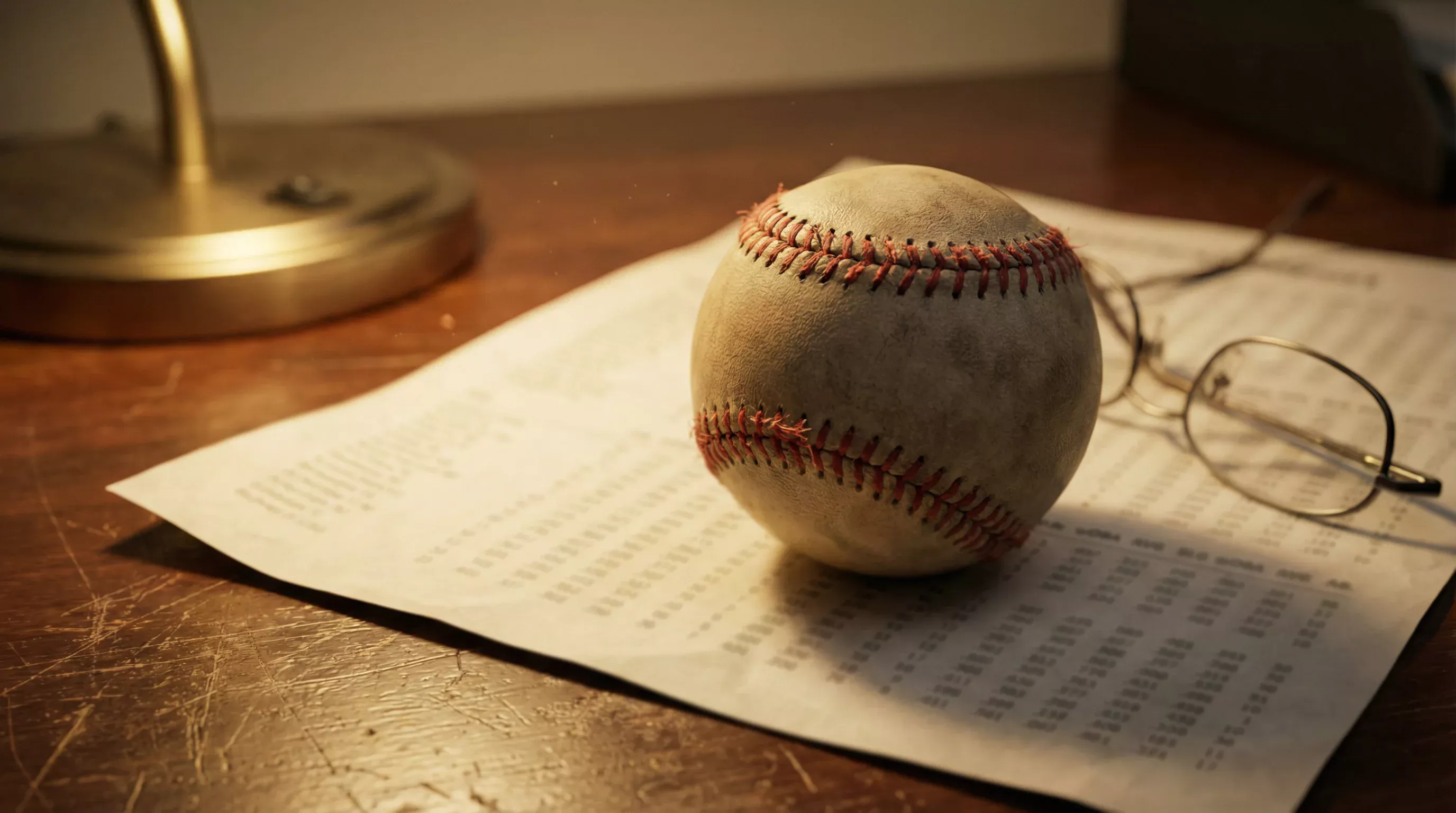 Feuille de statistiques avancées de baseball posée sur un bureau